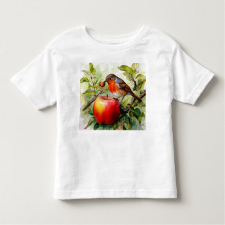 Camiseta De Bebé Whimsical Bird & Apple Delight