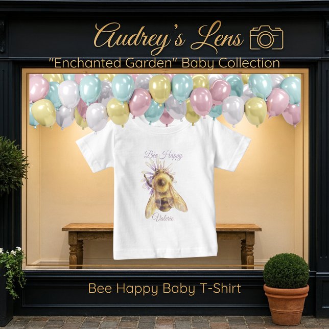 Camiseta De Bebé Whimsical Bumblebee & Wildflowers "Bee Happy" (Subido por el creador)
