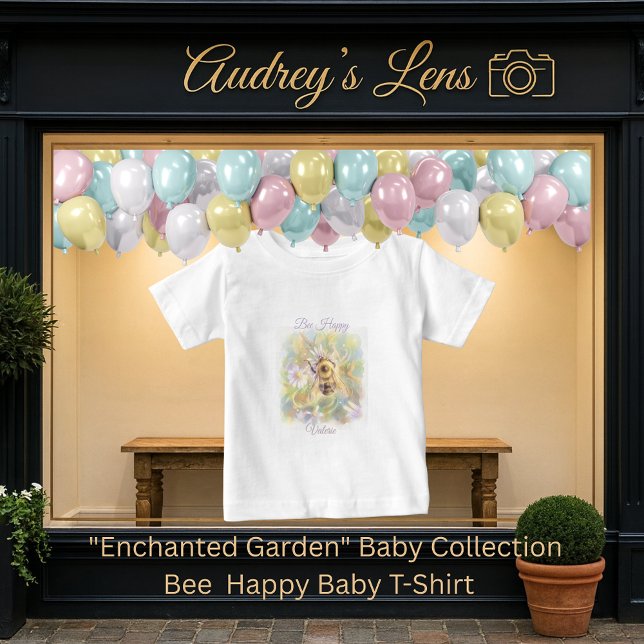 Camiseta De Bebé Whimsical Bumblebee & Wildflowers "Bee Happy" (Subido por el creador)