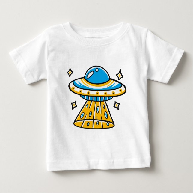 Camiseta De Bebé Whimsical Colorous Personalizado Space UFO (Anverso)