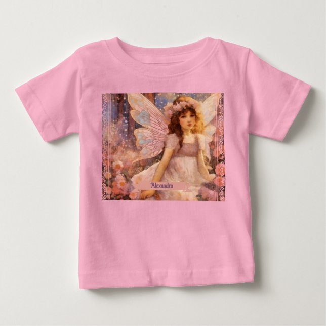 Camiseta De Bebé Whimsical Fairy in Dreamy Pink Floral Garden (Anverso)
