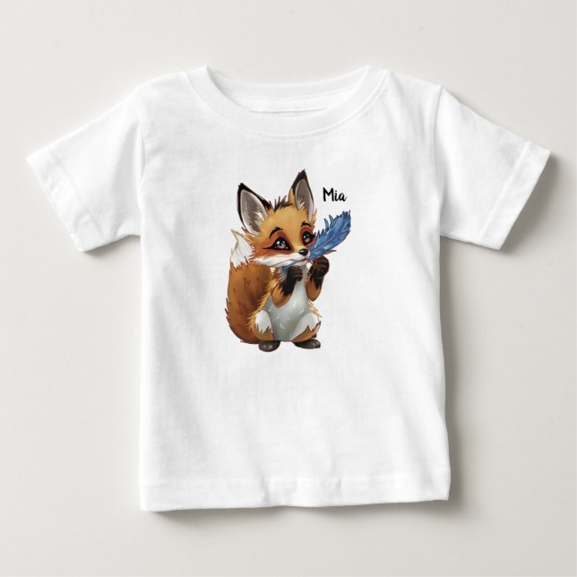 Camiseta De Bebé Whimsical Fox with a Feather (Anverso)
