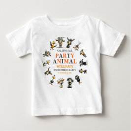 Camiseta De Bebé Whimsical Funny Animals 2nd Birthday Party