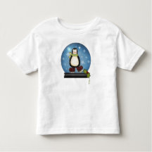 Whimsical Ice Sking Penguin Snowglobe