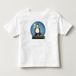Camiseta De Bebé Whimsical Ice Sking Penguin Snowglobe