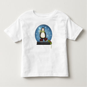 Camiseta De Bebé Whimsical Ice Sking Penguin Snowglobe
