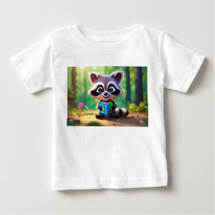 Camiseta De Bebé "Whimsical Raccoon Puzzle Pal: arte digital impres