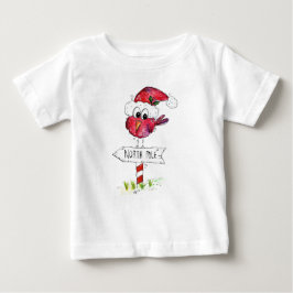 Camiseta De Bebé Whimsical Red Navidad Bird