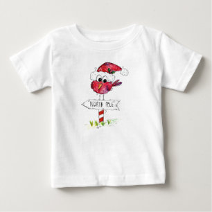Camiseta De Bebé Whimsical Red Navidad Bird