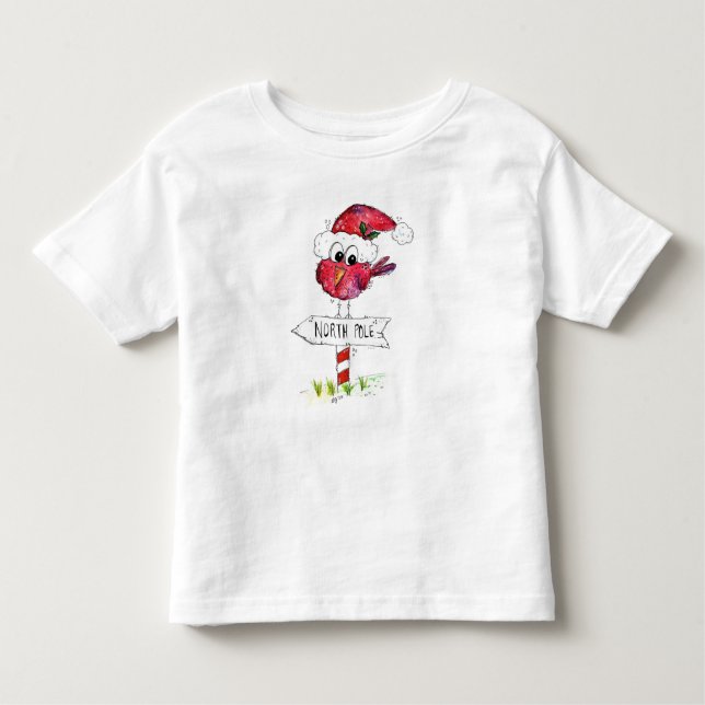 Camiseta De Bebé Whimsical Red Navidad Bird (Anverso)