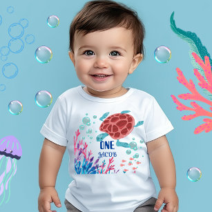 Camiseta De Bebé Whimsical Under the sea, primer cumpleaños