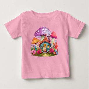 Camiseta De Bebé Whimsy Wonderland Mushroom House Baby Bodysuit