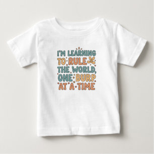 Camiseta De Bebé White Baby T-Shirt with Funny Phrase in Cotton
