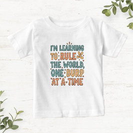 Camiseta De Bebé White Baby T-Shirt with Funny Phrase in Cotton