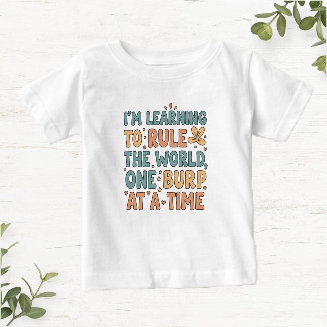 Camiseta De Bebé White Baby T-Shirt with Funny Phrase in Cotton (Subido por el creador)