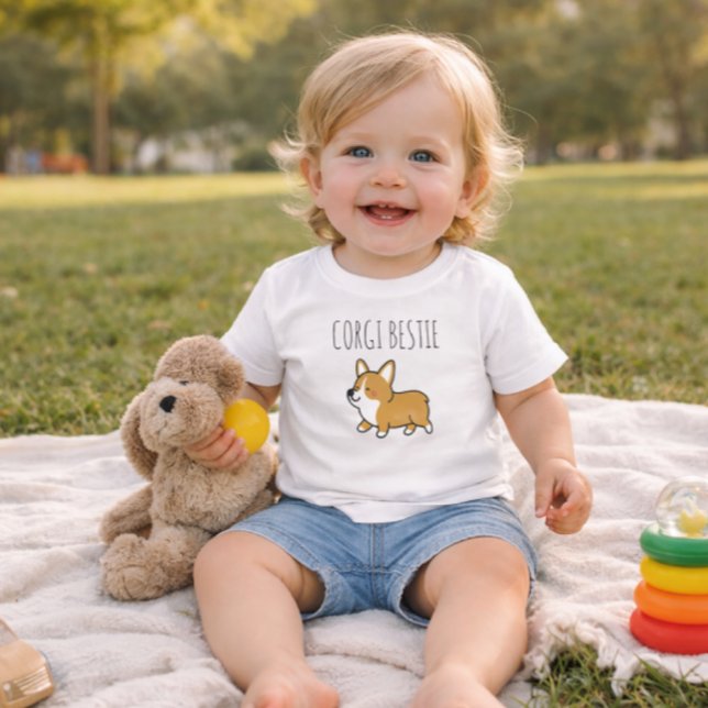 CAMISETA DE BEBÉ WHITE CORGI BESTIE TSHIRT (Subido por el creador)