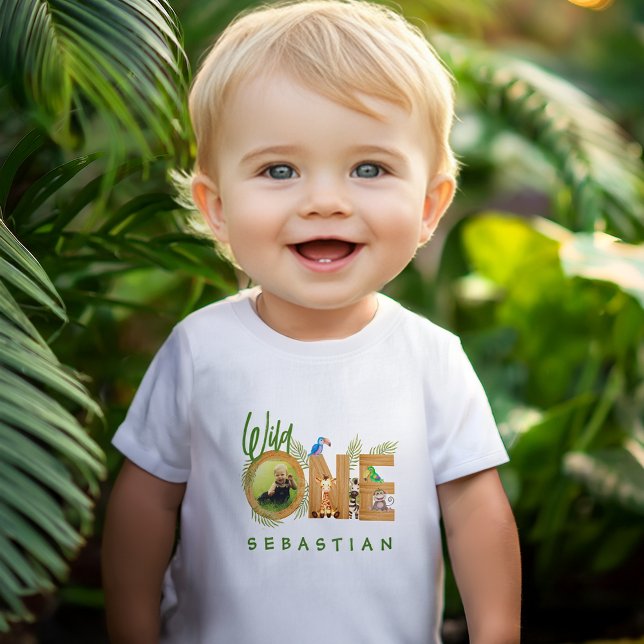Camiseta De Bebé Wild One 1Birthday Cute Jungle Animals Foto (Subido por el creador)