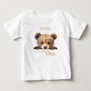 Camiseta De Bebé Wild One Acuarela Osito Bebé Personalizado 