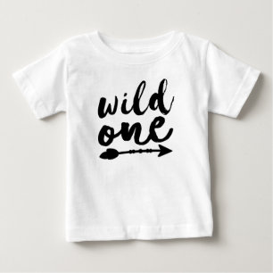 Camiseta De Bebé Wild One and Arrow Black   Boho   De Un Año