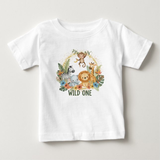 Camiseta De Bebé Wild One - Animales de la Jungla (Anverso)