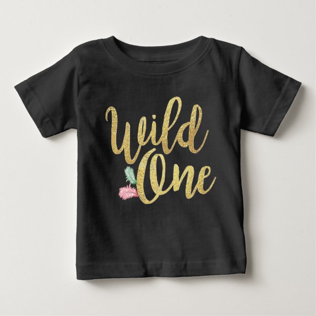 Camiseta De Bebé Wild One Baby First Cumpleaños Chica bodysuit T-Sh (Anverso)