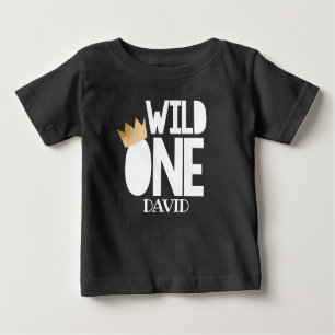 Camiseta De Bebé Wild ONE Black Gold Baby Boy Primera ropa de cumpl