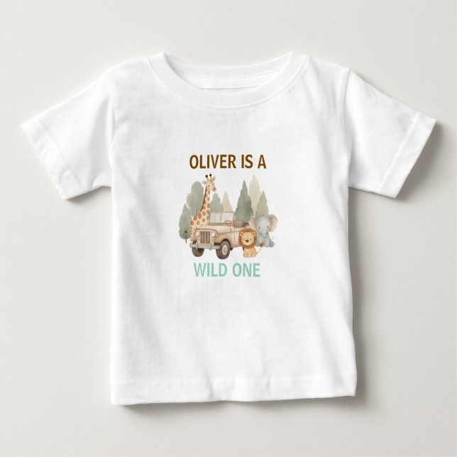 Camiseta De Bebé Wild One Boy 1st Birthday Safari Baby (Anverso)