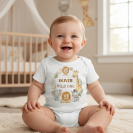 Camiseta De Bebé Wild One Boy 1st Birthday Safari Baby