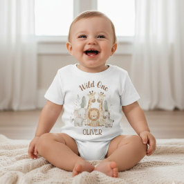Camiseta De Bebé Wild One Boy 1st Birthday Safari Baby