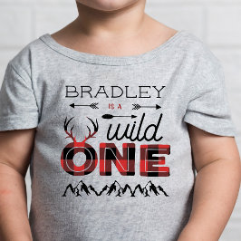 Camiseta De Bebé Wild One Boys Rustic Plaid Lumberjack Cumpleaños 1