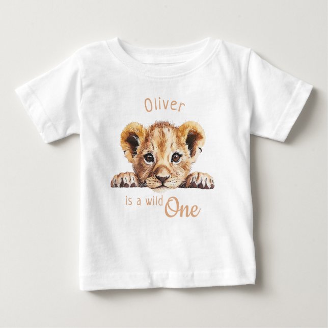 Camiseta De Bebé Wild One Cute Baby León Personalizado  (Anverso)