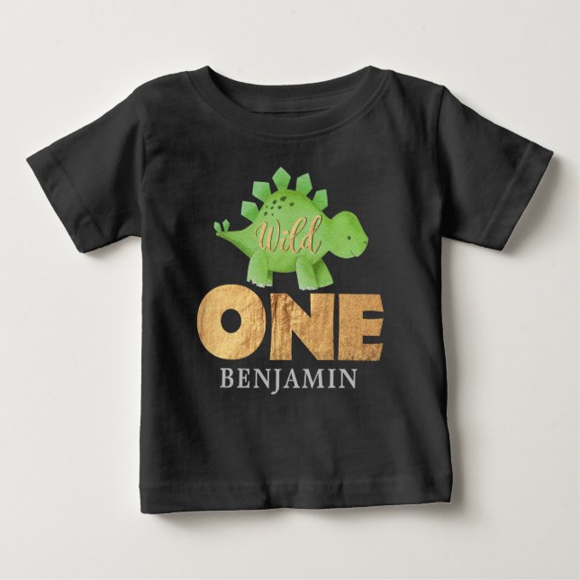 Camiseta De Bebé WILD One Dinosaur First Birday Bab (Anverso)
