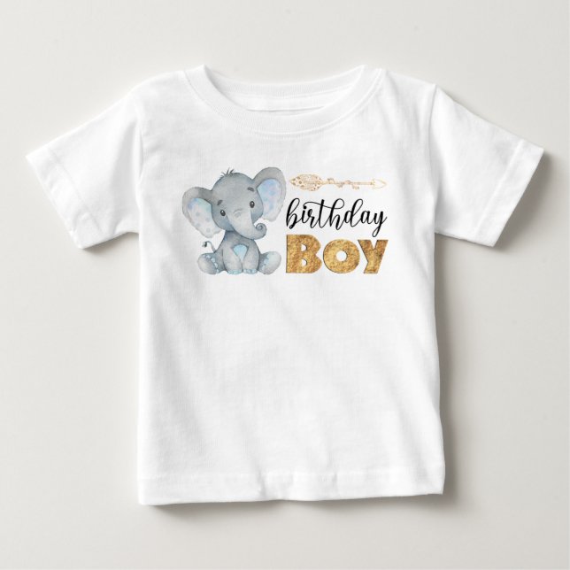 Camiseta De Bebé Wild One First Birthday Elephant Baby T-Shirt (Anverso)
