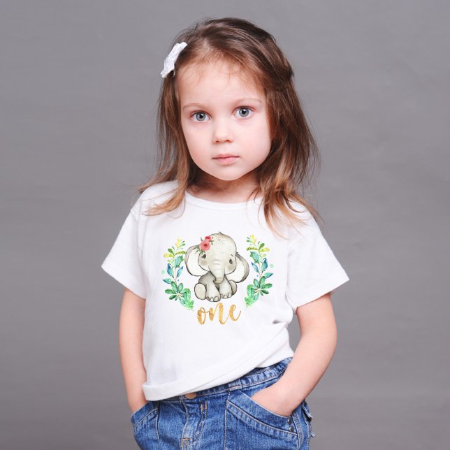 Camiseta De Bebé Wild One First Birthday Elephant Baby T-Shirt (Subido por el creador)