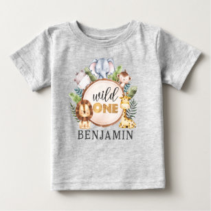 Camiseta De Bebé Wild One First Birthday Safari Baby T-Shirt