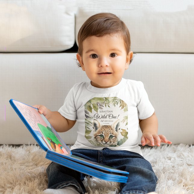 Camiseta De Bebé Wild One First Birthday Woodland Bobcat (Subido por el creador)