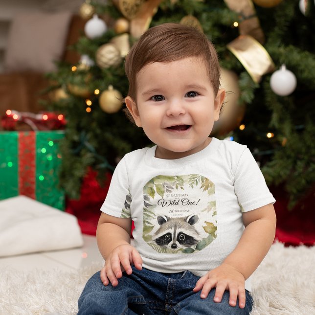 Camiseta De Bebé Wild One First Birthday Woodland Raccoon (Subido por el creador)