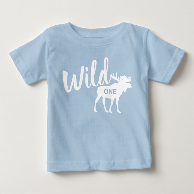 Camiseta De Bebé Wild One Moose Fiesta de cumpleaños 1 bebé camiset (Anverso)