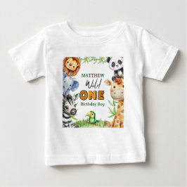Camiseta De Bebé Wild One Safari de la Jungla cumpleaños 1