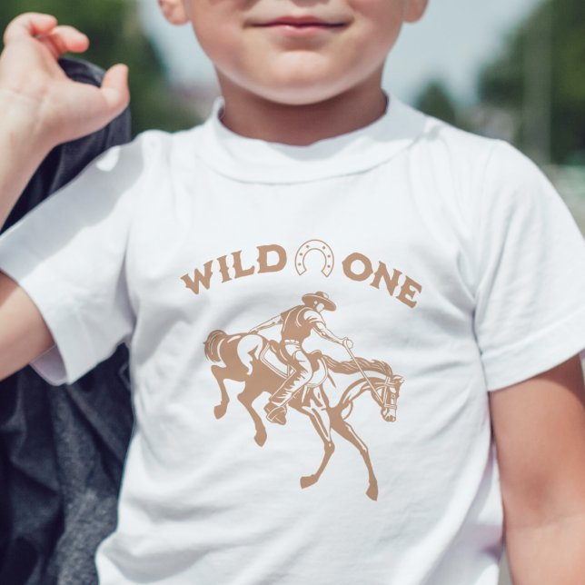 Camiseta De Bebé "Wild One" Vaquero Niños Occidentales Primer Cumpl (Wild one birthday shirt boy first birthday modern cute cowboy western horse Wild West theme)
