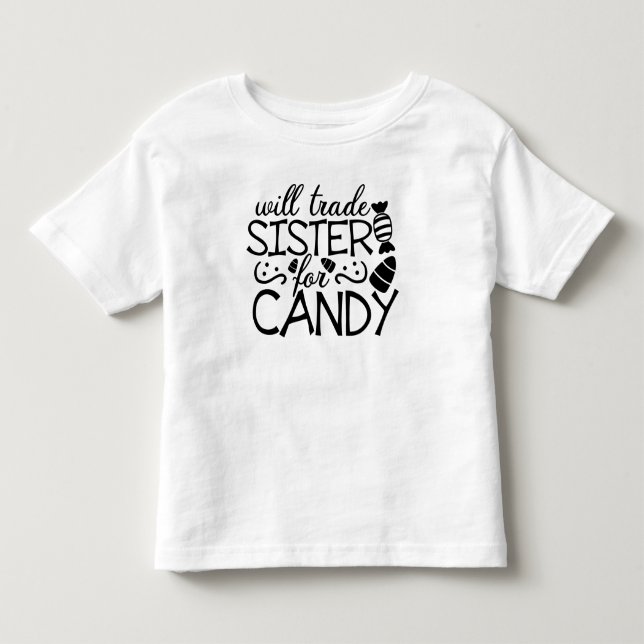 Camiseta De Bebé Will Trade Sister para Candy Halloween White (Anverso)