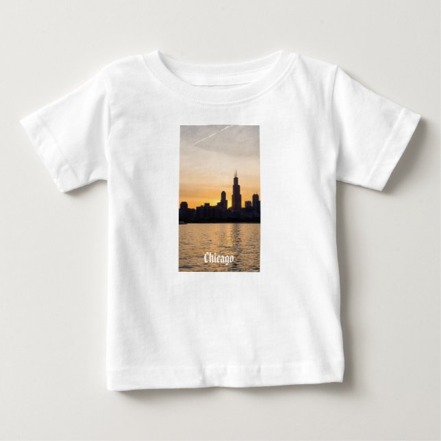Camiseta De Bebé Willis Tower Sunset Silhouette (Anverso)
