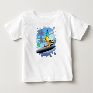 Camiseta De Bebé WindSurfer sobre el océano Olas Camiseta bebé
