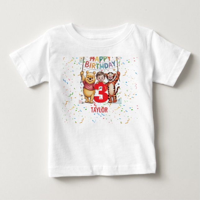 Camiseta De Bebé Winnie the Pooh | Happy Birthday (Anverso)