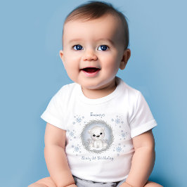 Camiseta De Bebé Winter Boy Beary 1er cumpleaños Cute Oso Polar Azu