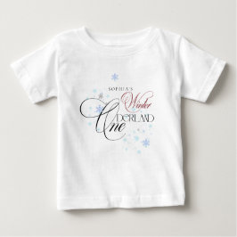 Camiseta De Bebé Winter ONEderland Pink Bow 1st Birthday Party