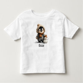 Camiseta De Bebé Winter Penguin with Snowman Design