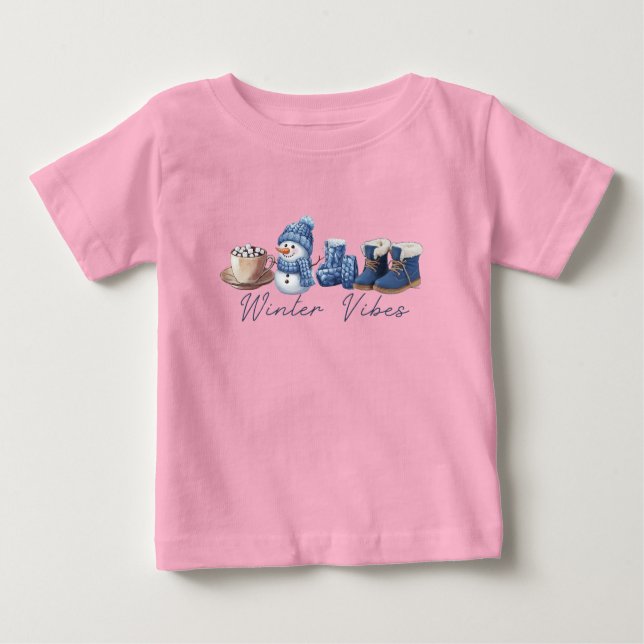 Camiseta De Bebé Winter Vibes Friendly Snowman (Anverso)