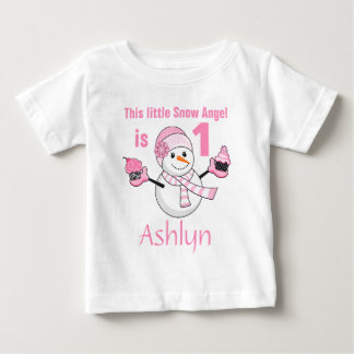 Camiseta De Bebé Winter Wonderland Snowman Cupcakes Primer cumpleañ