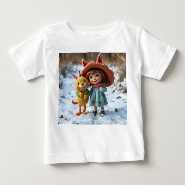 Camiseta De Bebé „Winterfreunde – Magische Freundschaft im Schnee“ (Anverso)
